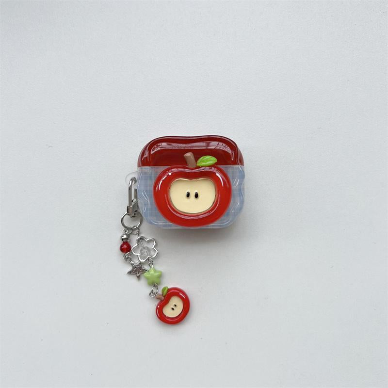 3D Apple Design Earphone Case with Chain, Cute Earphone Cover, Earphone Protector Cover for Airpods 1 2 3 4 Pro Pro2, Headset, Headphone Accessories