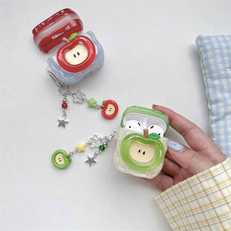 3D Apple Design Earphone Case with Chain, Cute Earphone Cover, Earphone Protector Cover for Airpods 1 2 3 4 Pro Pro2, Headset, Headphone Accessories