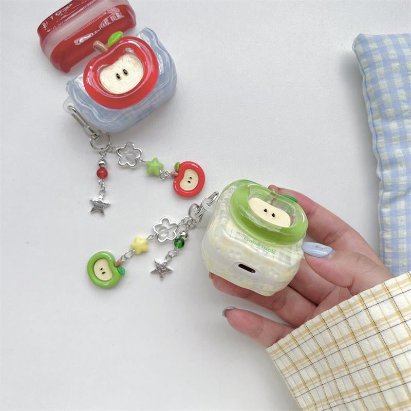 3D Apple Design Earphone Case with Chain, Cute Earphone Cover, Earphone Protector Cover for Airpods 1 2 3 4 Pro Pro2, Headset, Headphone Accessories