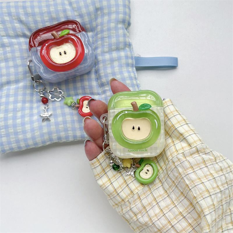 3D Apple Design Earphone Case with Chain, Cute Earphone Cover, Earphone Protector Cover for Airpods 1 2 3 4 Pro Pro2, Headset, Headphone Accessories