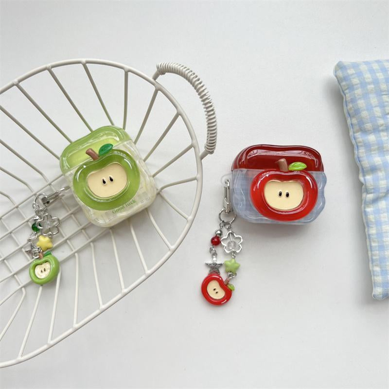 3D Apple Design Earphone Case with Chain, Cute Earphone Cover, Earphone Protector Cover for Airpods 1 2 3 4 Pro Pro2, Headset, Headphone Accessories